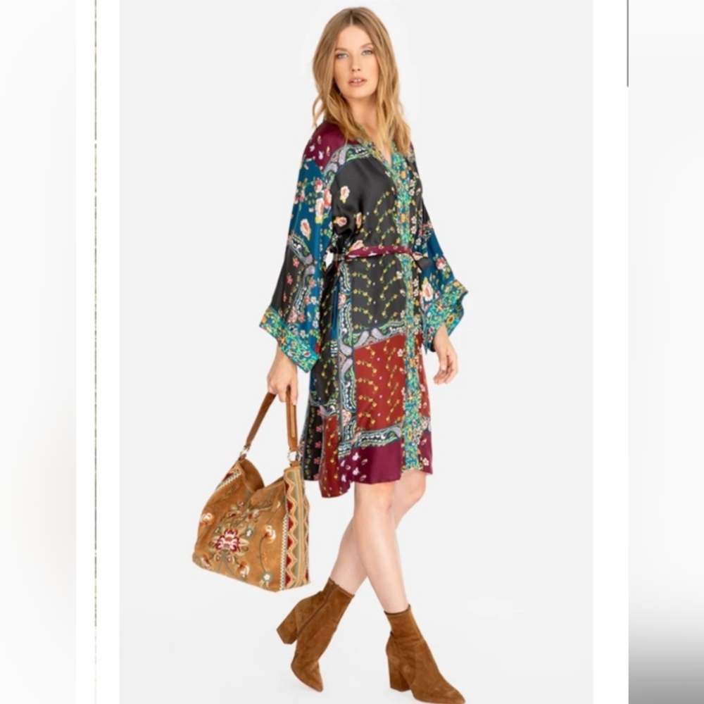 Johnny Was "Naja" silk kimono dress XL NWT